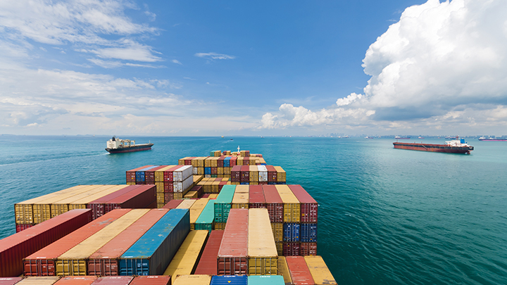 view from container ship on ocean