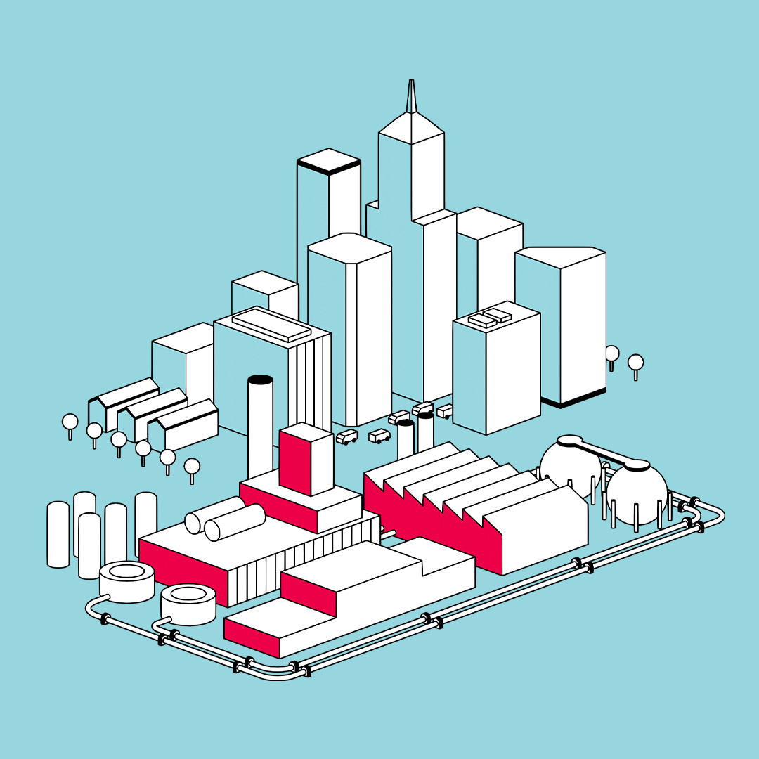 illustration of industrial heat pump