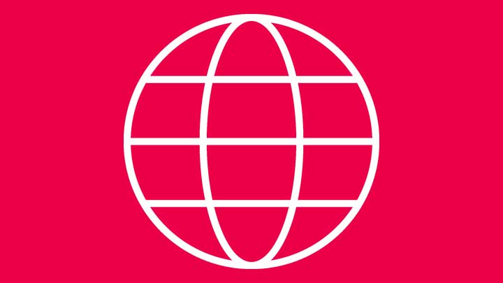 globe icon on red background