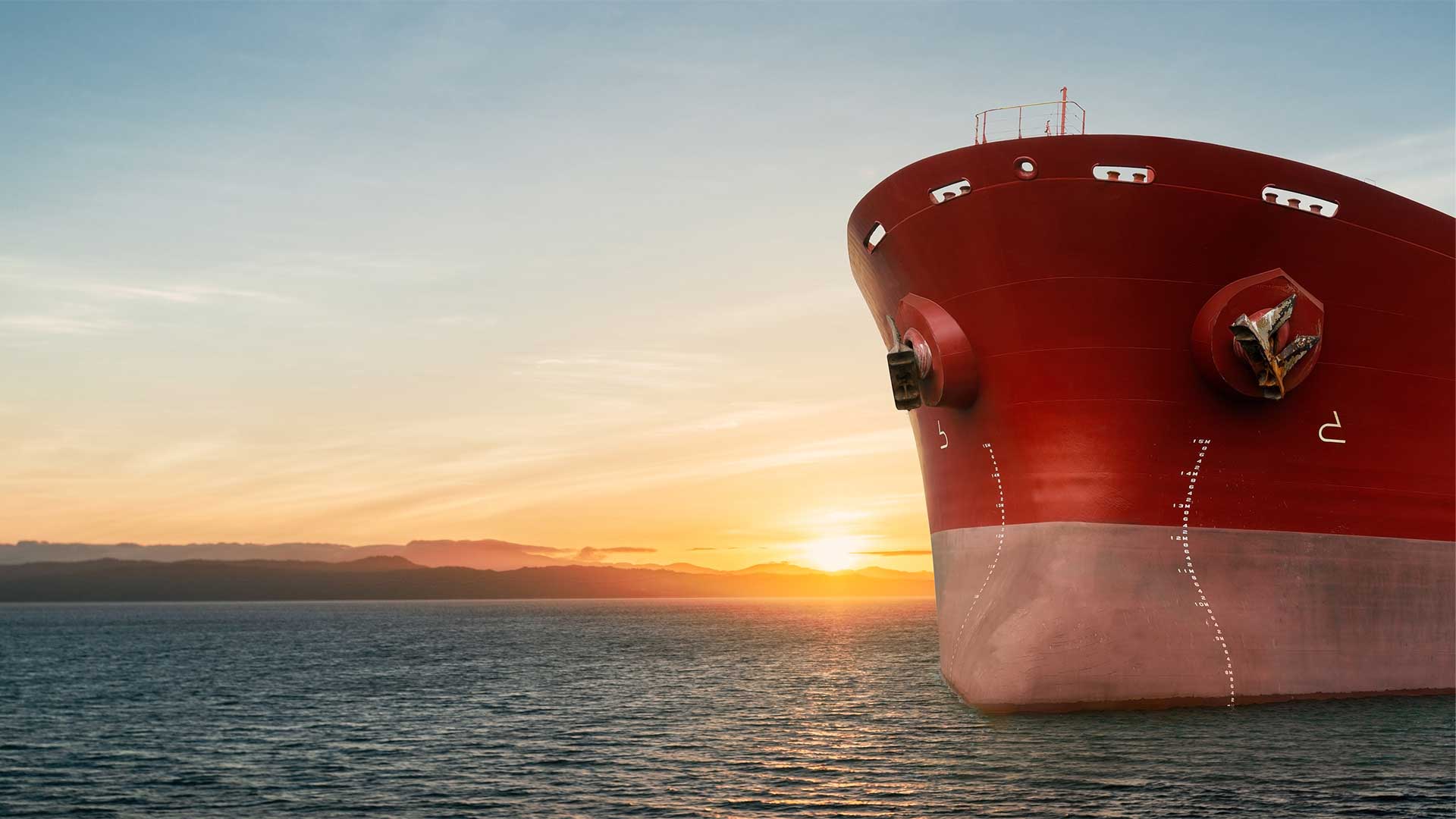 Bow of a container ship