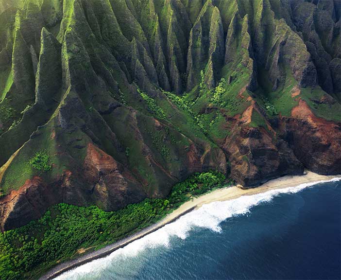 coastline with mountain