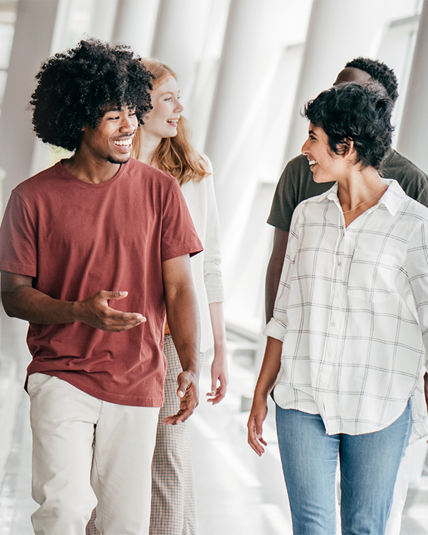 people walking and talking