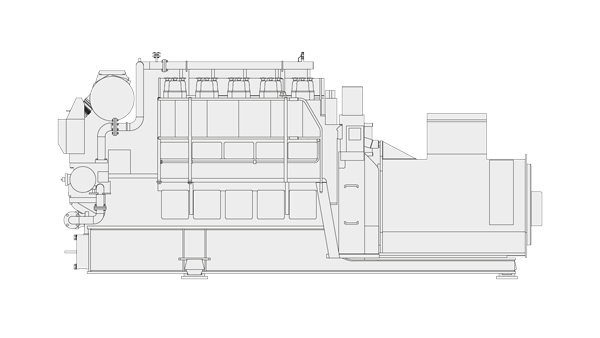 Drawing of the L23/30H Mk2 engine
