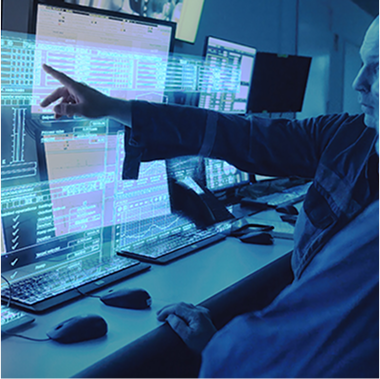 arm pointing on a screen