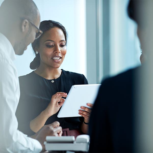 the office people in discussion