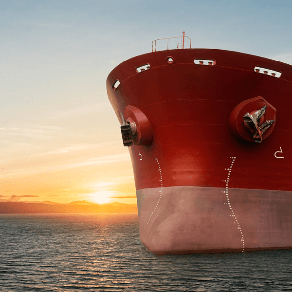 ship bow in front of sunset